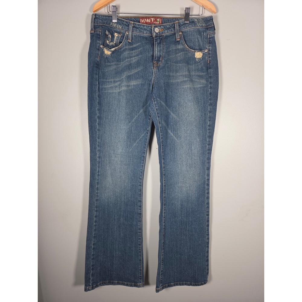 Vintage Hint Jeans Y2K Distressed Bootcut Denim Medium Wash sz 13